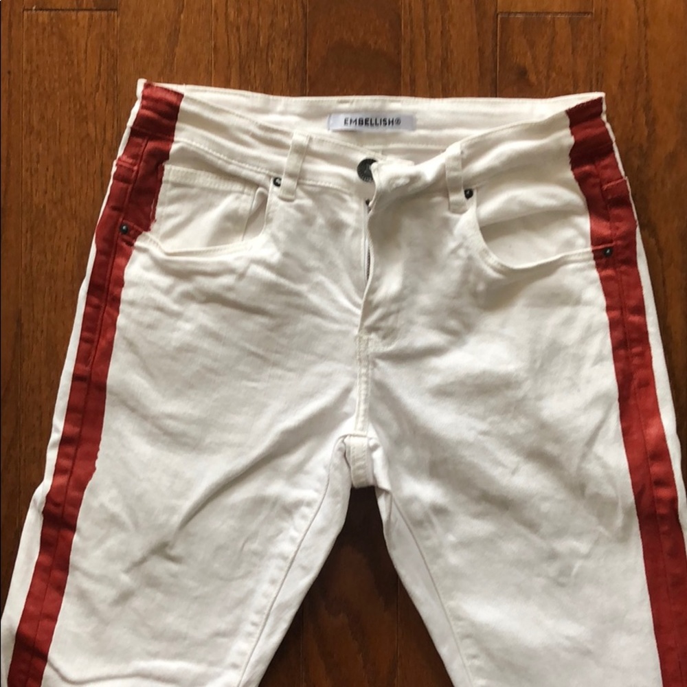 Men’s - Embellish NYC White Denim w/ Side Stripe